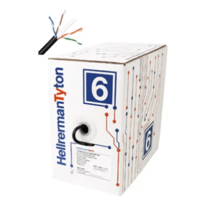 ROLLO CABLE UTP CAT 6 NEGRO 100% COBRE EXTERIOR BOBINA 305MTS HELLERMANN