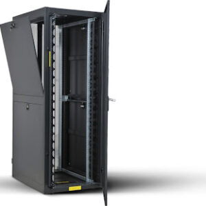 Rack Data Center 42 UNIDADES / 19" / 1200MM / Soporta 1300Kg. de carga / Puerta delantera microperforada; Puerta trasera doble microperforada / juego de ruedas incluidos (DESARMADO) REGUVOLT