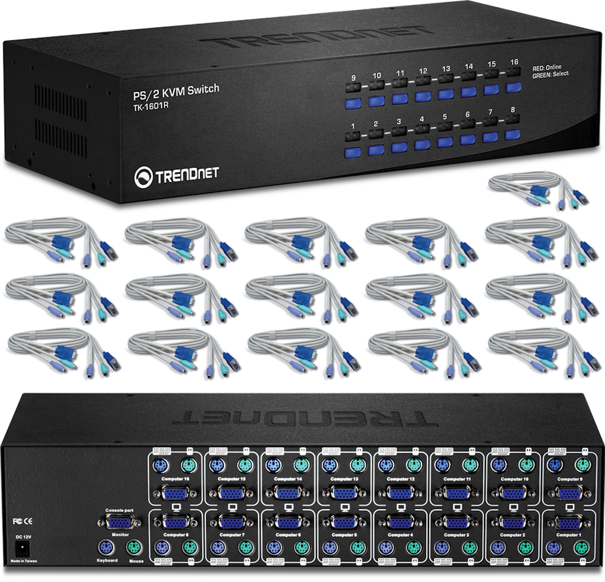 KVM 16 PUERTOS PS2/VGA RACKEABLE Trendnet - Imagen 2
