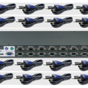 KVM 16 PUERTOS USB/VGA RACKEABLE Trendnet + 8 CABLES USB 3 MTS + 8 cablees usb 1.8 mts