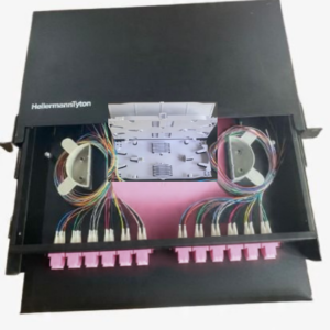 BANDEJA ODF FIBRA  48 PELOS Y ACCESORIOS CON  24  CUPLAS LC DUPLEX OM4 MULTIMODO CON 48 PIGTAILS Y  CASETTE DOBLE  HELLERMANN