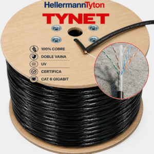 CABLE 4 PARES UTP 24X4 CAT6 EXTERIOR 100% COBRE BOBINA DE MADERA DOBLE VAINA Hellermann
