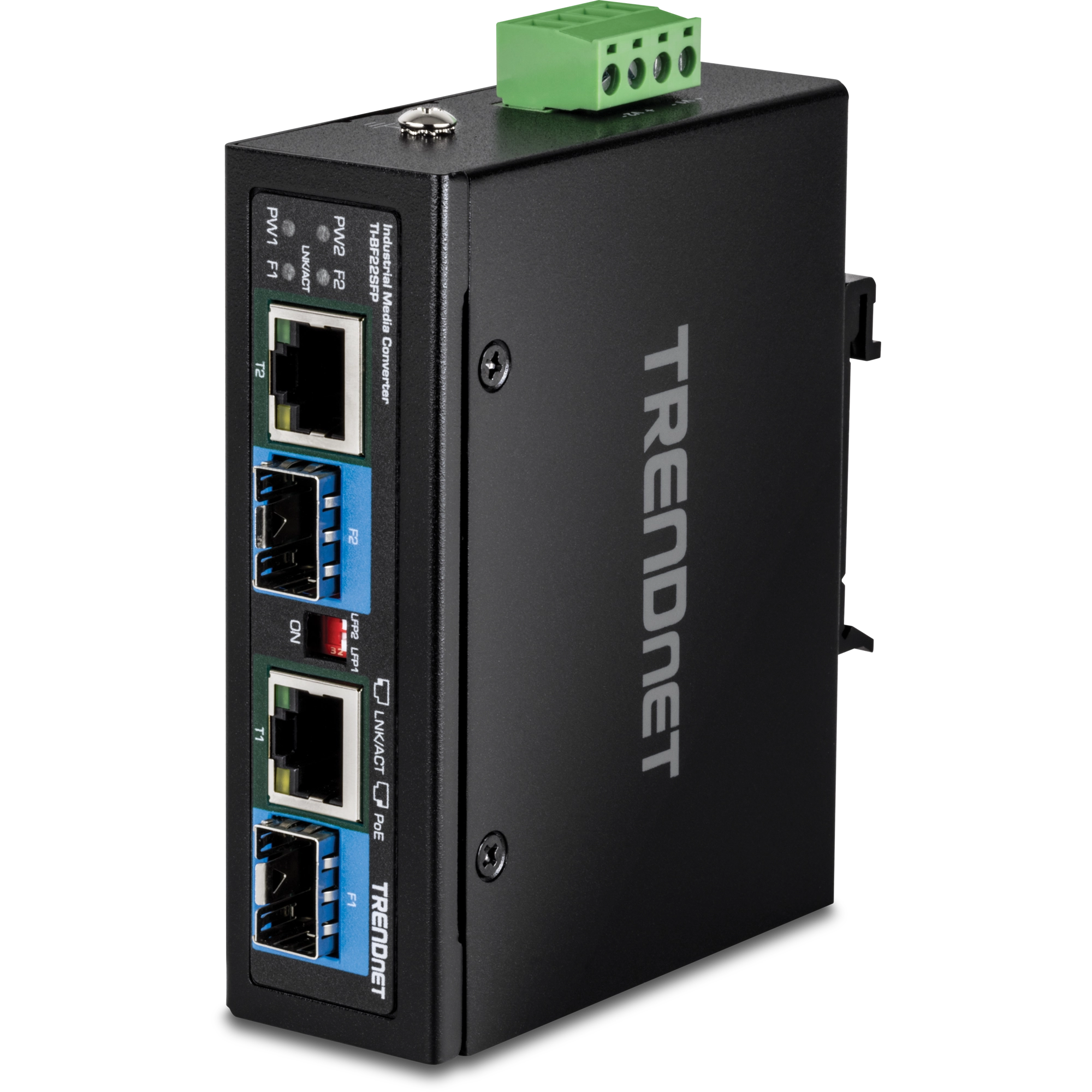 2-Port Industrial SFP to Gigabit PoE++ Media Converter Trendnet