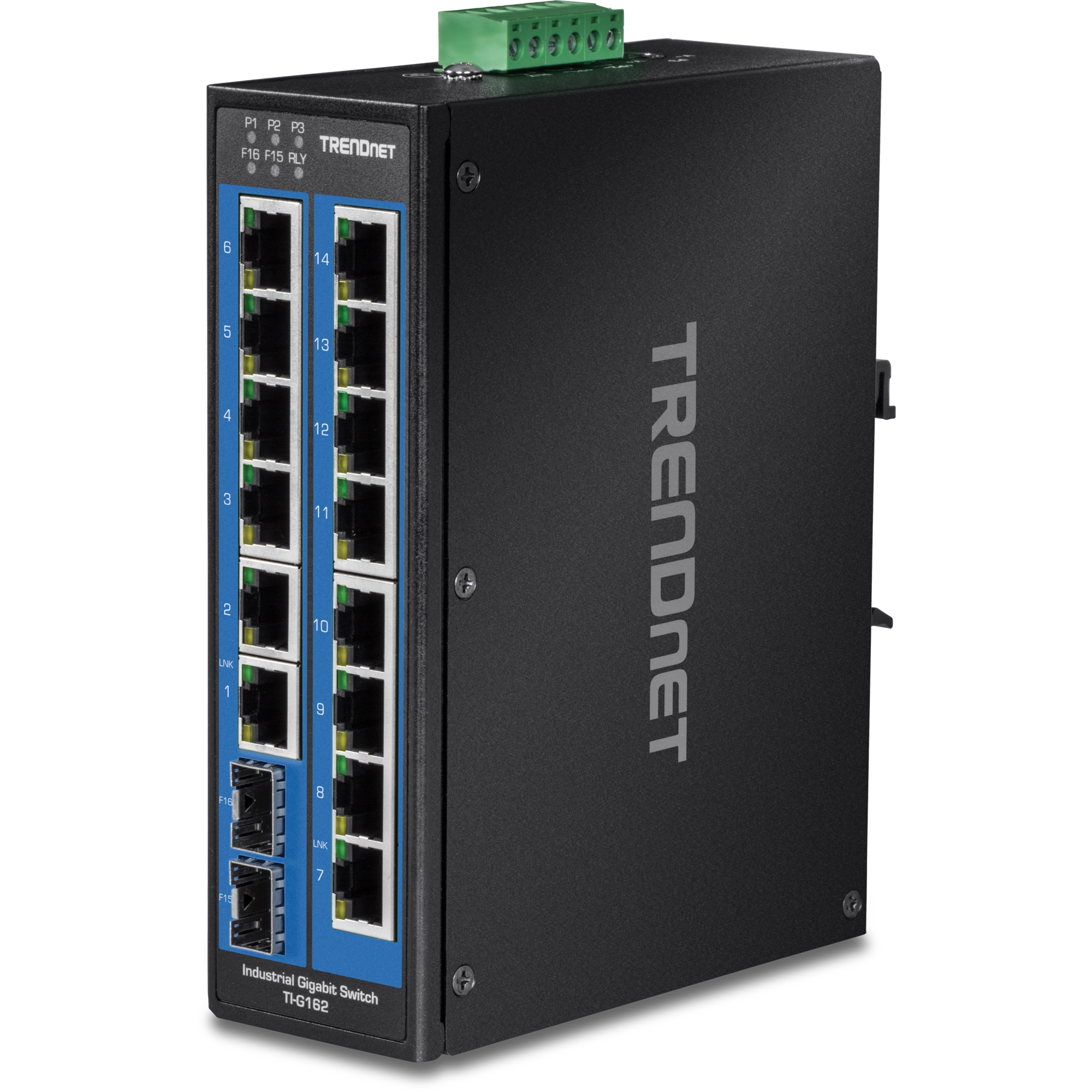16-Port Hardened Industrial Gigabit DIN-Rail Switch Trendnet