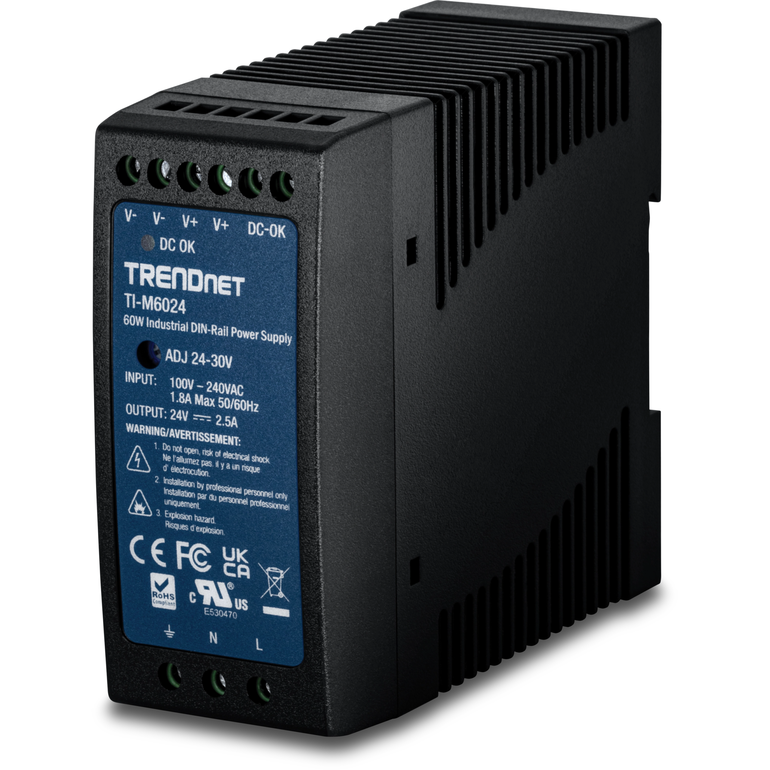 24V 60W Output Industrial DIN-Rail Power Supply Trendnet
