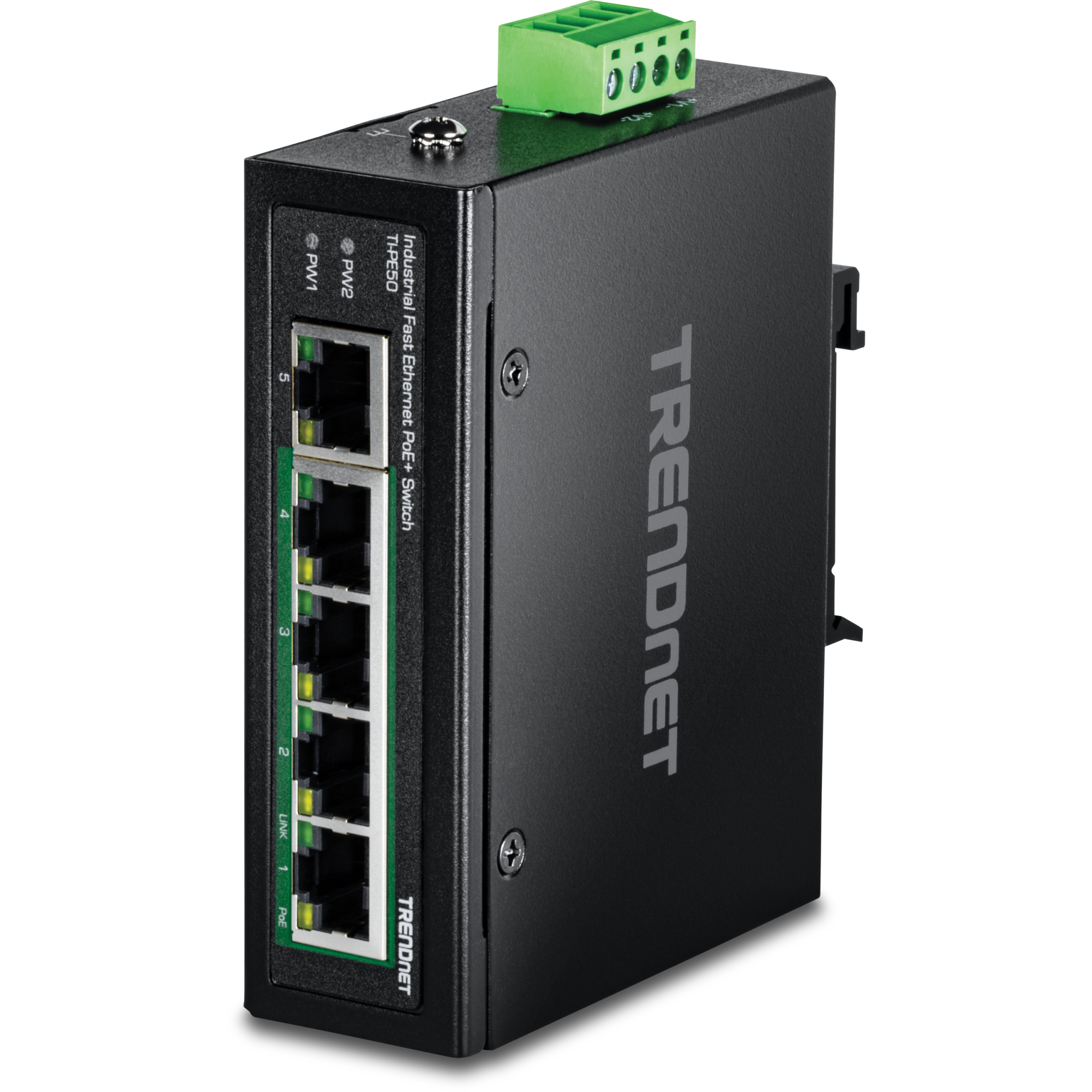 5-Port Industrial Fast Ethernet PoE+ DIN-Rail Switch Trendnet