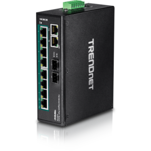 10-Port Hardened Industrial Gigabit PoE+ DIN-Rail Switch Trendnet