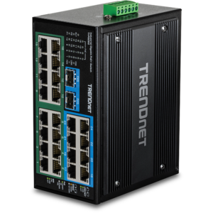 26-Port Hardened Industrial Gigabit PoE+ DIN-Rail Switch Trendnet