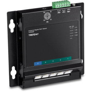 5-Port Industrial Gigabit PoE+ Wall-Mounted Front Access Switch Trendnet