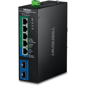 7-Port Industrial Gigabit L2 Managed PoE+ DIN-Rail Switch 24 - 57V Trendnet