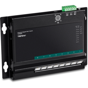 8-Port Industrial Gigabit PoE+ Wall-Mount Front Access Switch Trendnet