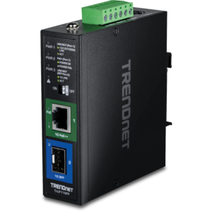 Hardened Industrial SFP to Gigabit UPoE Media Converter Trendnet