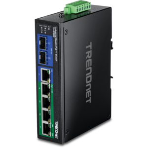 6-port hardened Industrial Gigabit Ultra PoE+ Switch (5 Gigabit / 1 shared SFP / 1 dedicated SFP) Trendnet