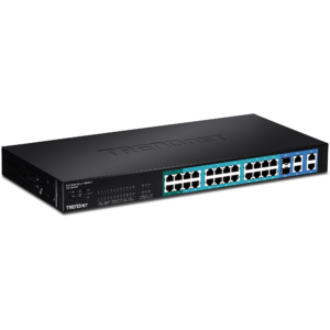 24-Port 10/100Mbps Web Smart PoE Switch with 4 Gigabit Ports and 2 SFP Slots (170W) Trendnet