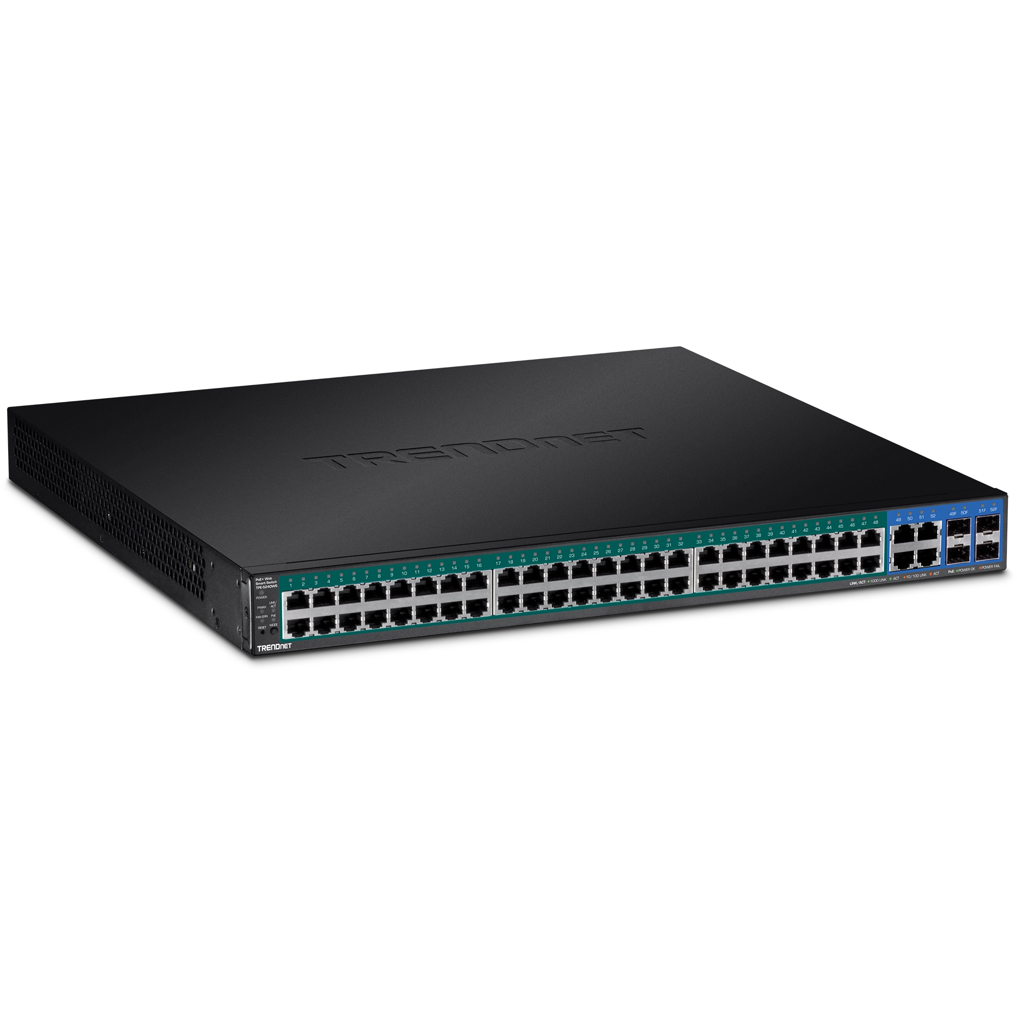 52-Port Gigabit Web Smart PoE+ Switch (370W) Trendnet