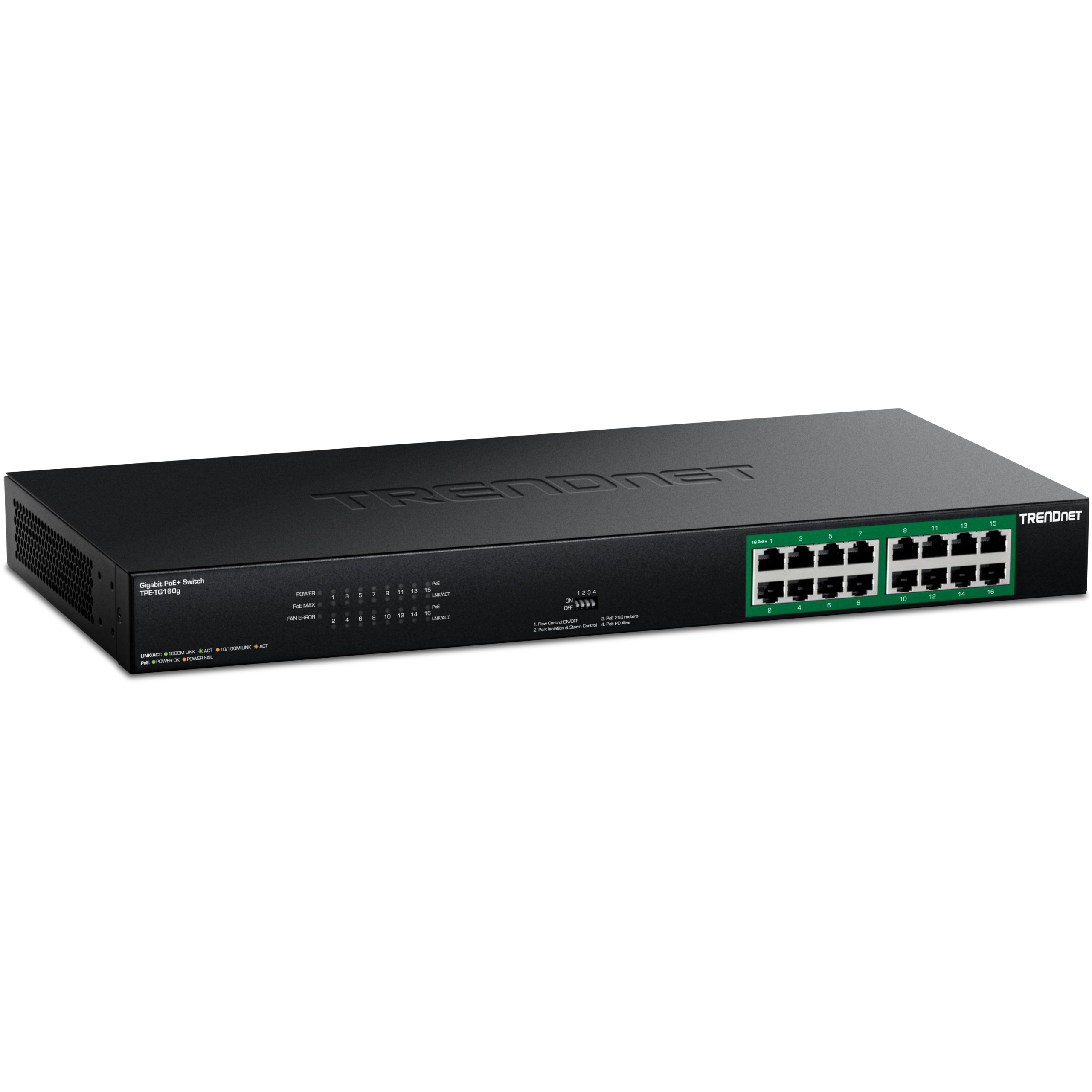16-port GREENnet Gigabit PoE+ Switch (250W) Trendnet