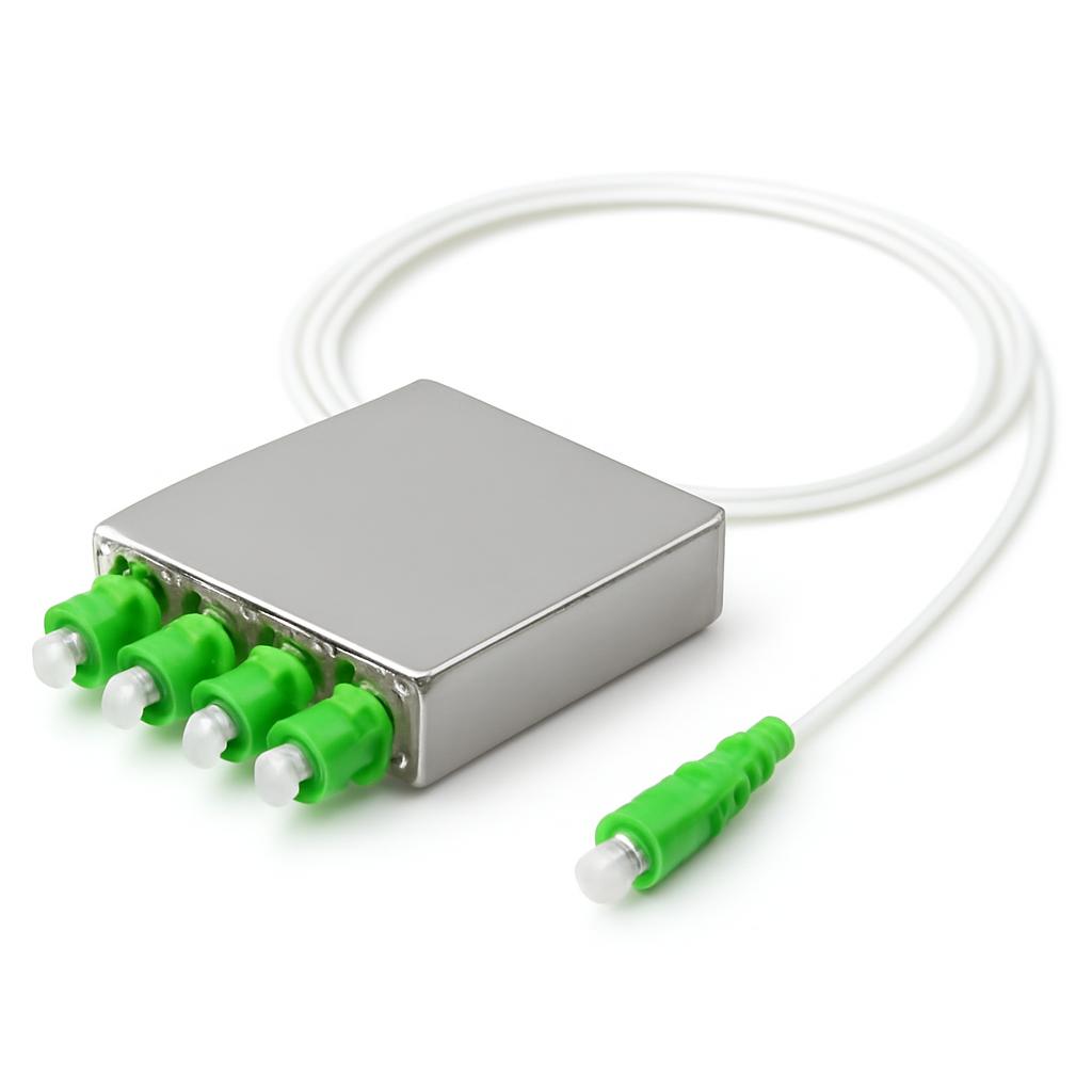 WAN - PLC Splitter 1:4 SC-APC Tubo de acero Hellermann