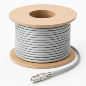 Cat.8 S/FTP Bulk Cable supplied in 305 m reel, LSZH jacket, 22AWG solid conductor, shielded construction, up to 2000 MHz bandwidth and 40 Gbps transmission, compliant with ISO/IEC 11801 and ANSI/TIA-568 where applicable. Hellermann