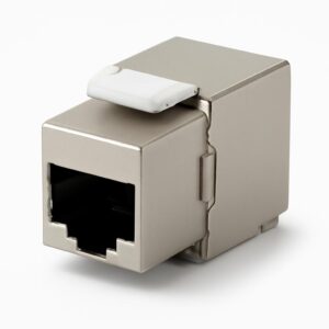 Cat.8 Shielded Keystone Jack, preferably toolless design, compatible with Cat.8 S/FTP cabling systems. Supports transmission up to 2000 MHz and 40 Gbps. Suitable for patch panels and wall outlets. Hellermann