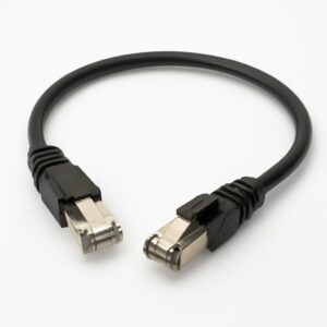 Cat.8 Patch Cord 0.5 mFactory assembled Cat.8 Shielded Patch Cord, 0.5 meter length, supporting transmission up to 2000 MHz and 40 Gbps. LSZH jacket with molded strain relief. Standard color black. Hellermann