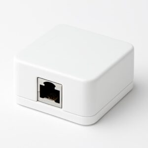 Cat.8 Surface BoxSingle Port Surface Mount Box compatible with Cat.8 Keystone Jack installations. Designed for exposed cable routing and easy field installation. Hellermann