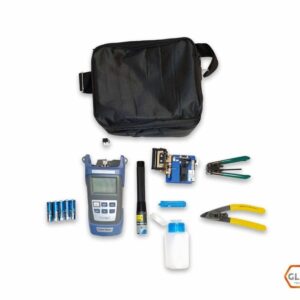 Kit FTTH Instalación Fibra Óptica Completo 1 Mini localizador de fallas,1 medidor de potencia,1 Cortador de fibra,1 Peladora de FO de dos ranuras,1 Peladora de drop,1 contenedor para alcohol isopropilico