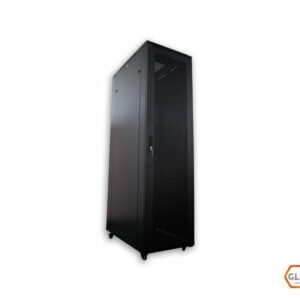Full Server Rack 19" 40U Prof. 1000 Desarmado Pta. Delantera y trasera microperforada, 2 estantes c/fijacion en 4 puntas, 4 ruedas, 4 patas fijas y 40 tornillos