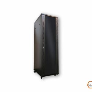 Rack 19" Prof- 600 De 40 U Desarmado Pta. Delantera de vidrio, Pta trasera ciega, 2 estantes c/fijacion en 4 puntas, 4 ruedas, 4 patas fijas y 40 tornillos.