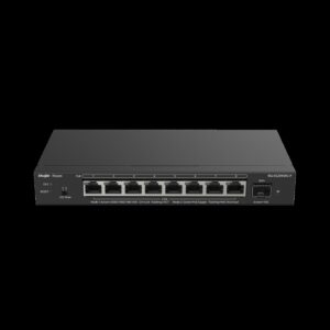 RG-ES209MG-P Switch Multi-Gigabit PoE+ 8 Puertos (2.5G), 1 UpLink10G Cloud Managed. 8 puertos 2.5G PoE+, 1 puerto SFP+ 10G. 130W PoE total.